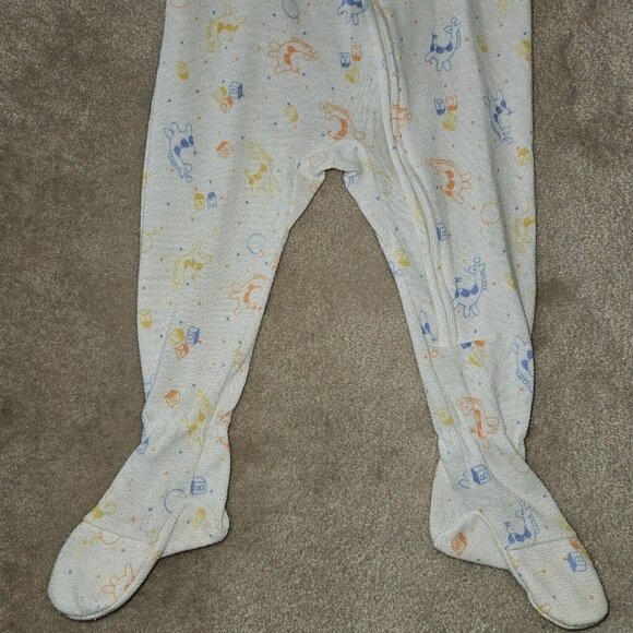 VTG Carter's Footie Sleeper Pajamas Baby 18 Months Blue Orange Giraffe Blocks - Picture 4 of 8